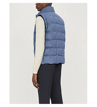 Shop Canali Quilted Funnel-neck Wool-down Gilet In Blue