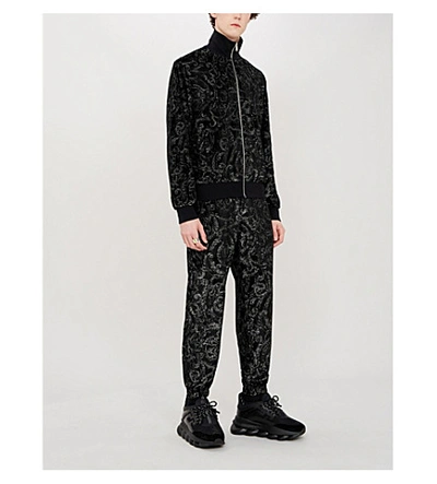 Shop Versace Metallic Baroque-patterned Velour Jacket In Nero Lurex