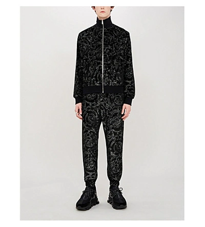 Shop Versace Metallic Baroque-patterned Velour Jacket In Nero Lurex