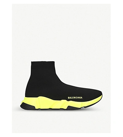 Shop Balenciaga Speed Stretch-knit Mid-top Trainers In Black/comb