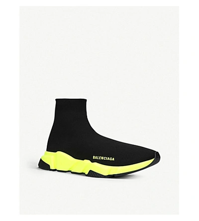 Shop Balenciaga Speed Stretch-knit Mid-top Trainers In Black/comb