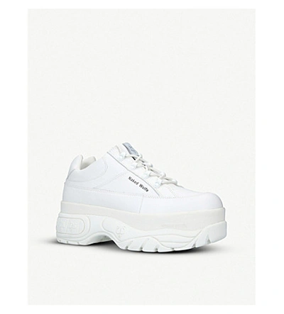 Shop Naked Wolfe Stomper Platform Leather Trainers In White
