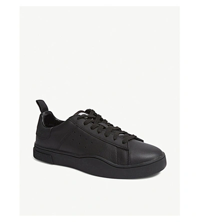 Shop Diesel S-clever Leather Low-top Sneakers In Black/black