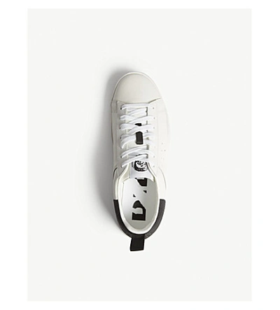 Shop Diesel S-clever Leather Low-top Trainers In White/black