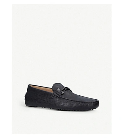 Shop Tod's Double T Leather Driving Shoes In Black