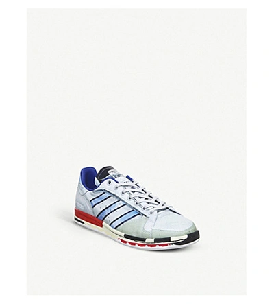Shop Adidas Originals Raf X Stan Smith Distressed Leather Trainers In Micropacer