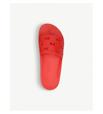 Shop Gucci Pursuit Gg Cutout Rubber Sliders In Red