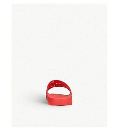 Shop Gucci Pursuit Gg Cutout Rubber Sliders In Red