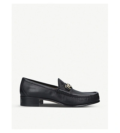 Shop Gucci Roos Mixed-metal Horsebit Leather Loafers In Black