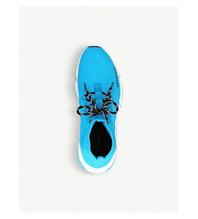 Shop Balenciaga Speed Lace-up Stretch-knit Trainers In Blue