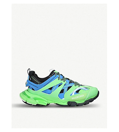 Shop Balenciaga Track Nylon And Mesh Trainers In Green