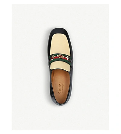 Shop Gucci Aylen Grained-leather Loafers In Blk/beige