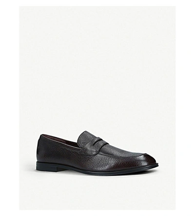 Shop Bally Webb Grained-leather Penny Loafers In Wine Comb