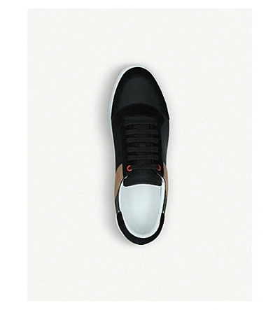 Shop Burberry Men's Black/comb Reeth Leather And Suede Low-top Trainers