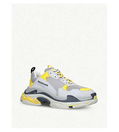 Shop Balenciaga Triple S Leather And Mesh Trainers In Blue/pal.c