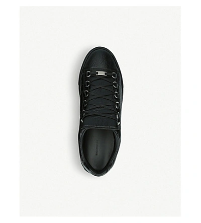 Shop Balenciaga Arena Leather Trainers In Black