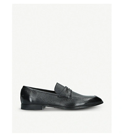 Shop Bally Webb Grained-leather Penny Loafers In Black