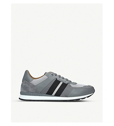 Shop Bally Aseo Leather And Mesh Low-top Trainers In Grey Mixed