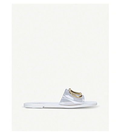 Shop Valentino Go-logo Transparent Slider Sandals In White/oth