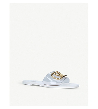 Shop Valentino Go-logo Transparent Slider Sandals In White/oth