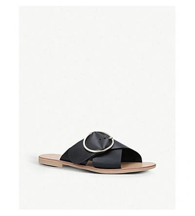 Shop Kg Kurt Geiger Raylan Buckle-detail Leather Sandals In Black
