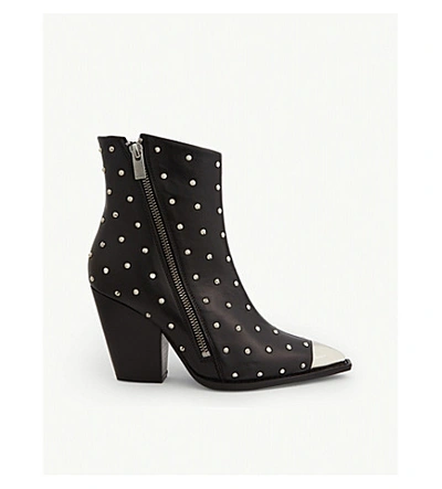 The Kooples Leather Western-style Studded Boots In Bla01 | ModeSens