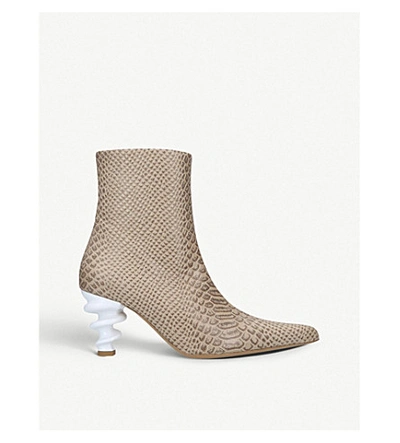 Shop Kalda Island 70 Snake-embossed Leather Boots In Nude