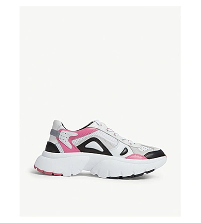 Shop Maje Faster Leather Trainers In Pink