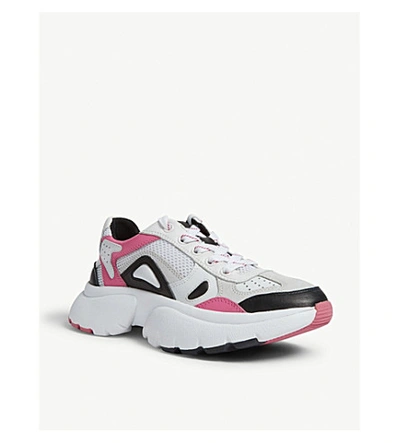 Shop Maje Faster Leather Trainers In Pink