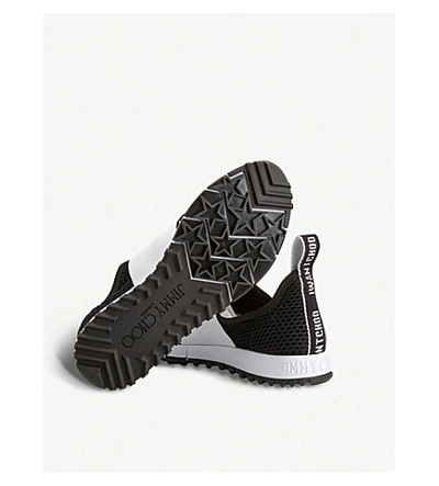 Shop Jimmy Choo Oakland Suede And Mesh Trainers In Black/chalk