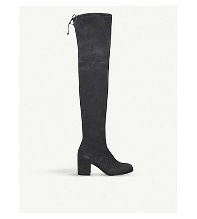Shop Stuart Weitzman Tieland Stretch-suede Over-the-knee Boots In Grey/dark