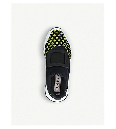 Shop Roger Vivier Viv Run Scuba And Leather Trainers In Green Oth