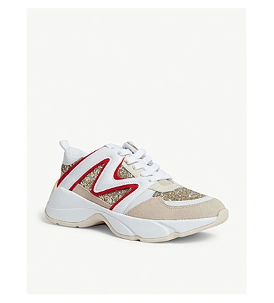 Shop Maje W22 Mesh And Leather Trainers In Silver