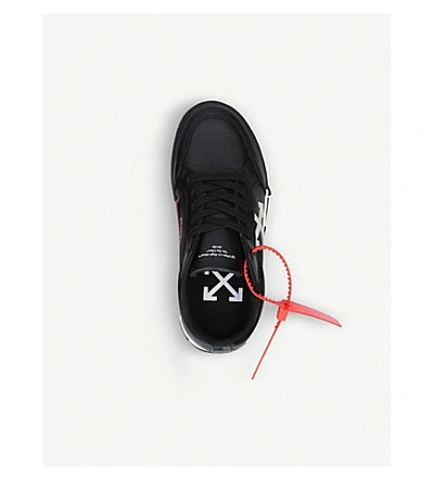 Shop Off-white Arrow Branded Leather Trainers In Blk/white