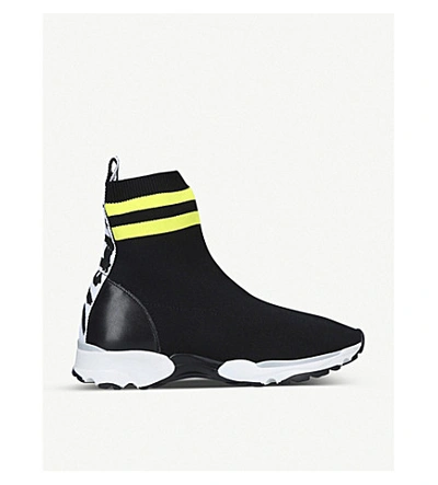Shop Stella Mccartney Loop High-top Stretch-knit Trainers In Blk/other