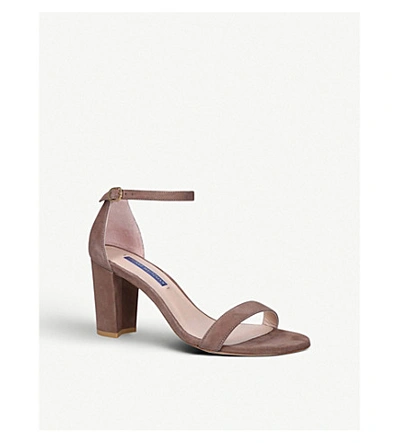 Shop Stuart Weitzman Nearlynude 80 Suede Heeled Sandals In Taupe