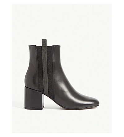 Shop Brunello Cucinelli Bead-embellished Leather And Cashmere Chelsea Boots In Black