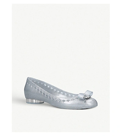 Shop Ferragamo Bow-embellished Jelly Courts In Silver