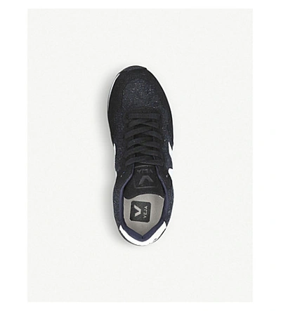 Shop Veja Sdu Leather And Speckled-knit Trainers In Blk/other