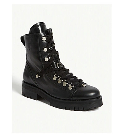 Shop Allsaints Women's Black Franka Lace-up Leather Boots