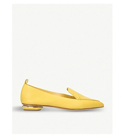Shop Nicholas Kirkwood Pointy Slipper Leather Loafers In Yellow