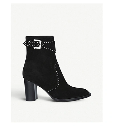 Shop Givenchy Elegant Stud-embellished Suede Heeled Boots In Black