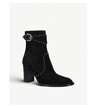Shop Givenchy Elegant Stud-embellished Suede Heeled Boots In Black