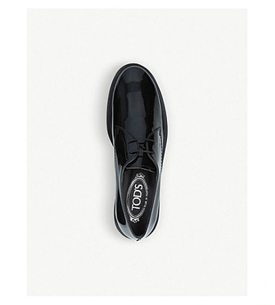 Shop Tod's Gomma Patent Leather Derby Shoes In Black