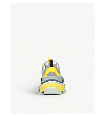 Shop Balenciaga Triple S Leather And Mesh Trainers In Yellow