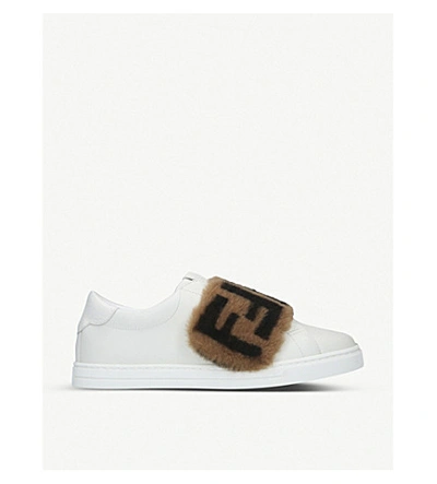 Shop Fendi Ff-band Leather Low-top Trainers In White