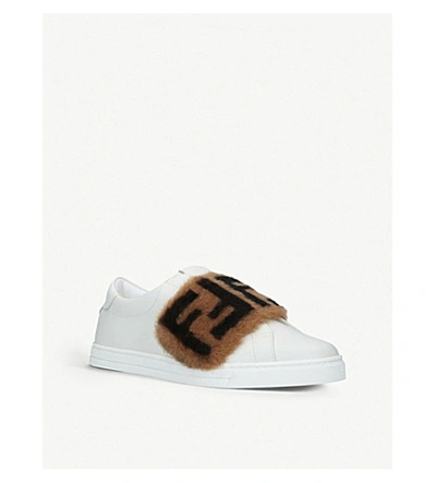 Shop Fendi Ff-band Leather Low-top Trainers In White