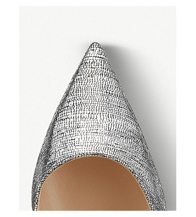 Shop Jimmy Choo Love 100 Lizard-embossed Leather Heeled Courts In Silver