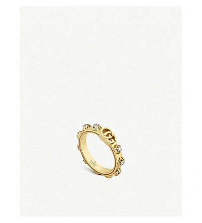 Shop Gucci Gg Running 18ct Yellow-gold And White Diamond Ring In Yellow Gold