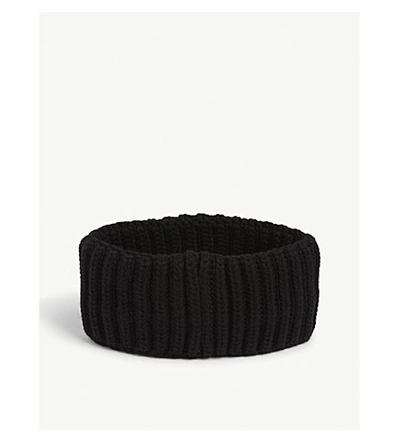 Shop Moncler Logo Virgin Wool Headband In Black